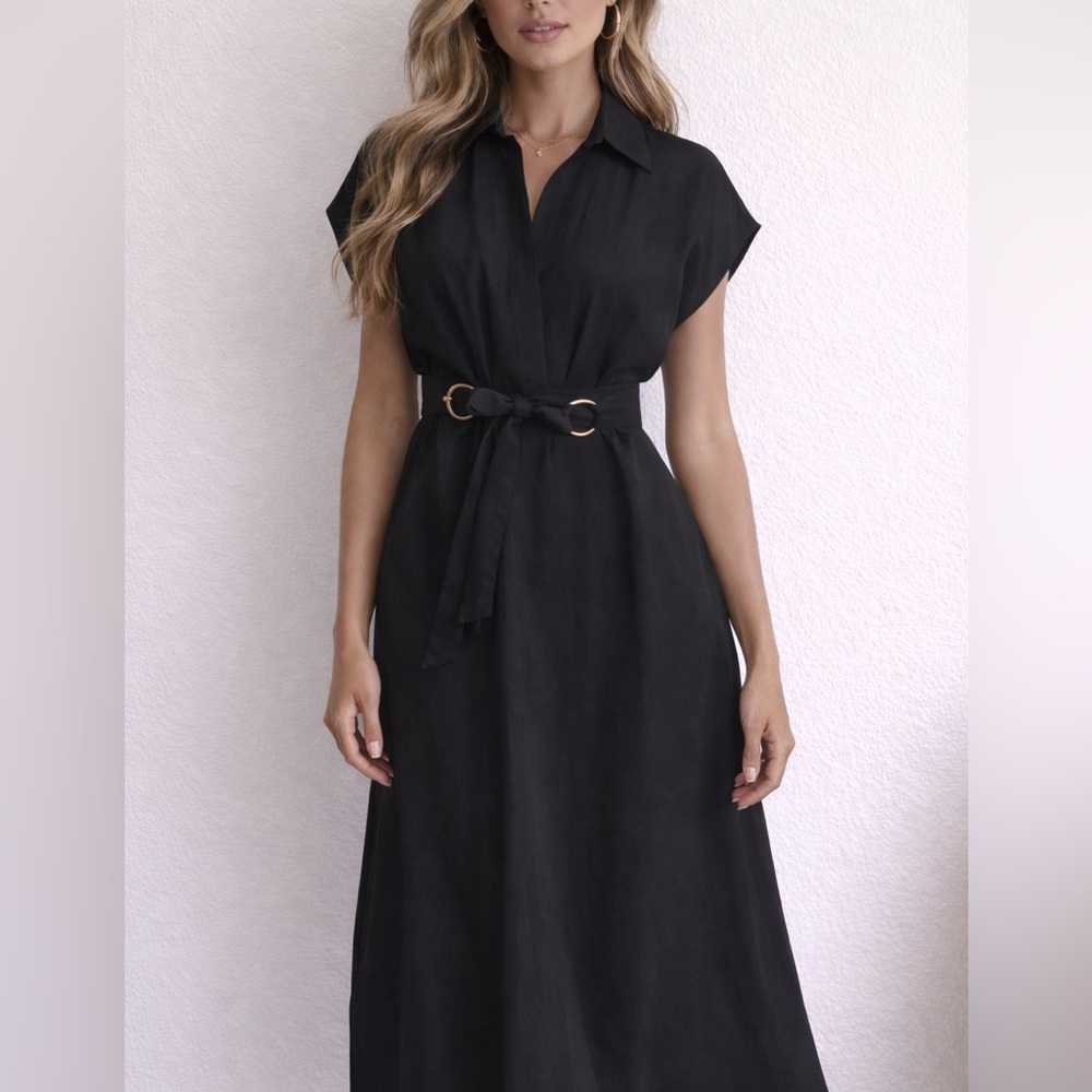 Donna Karan Belted Midi Dress Size 14